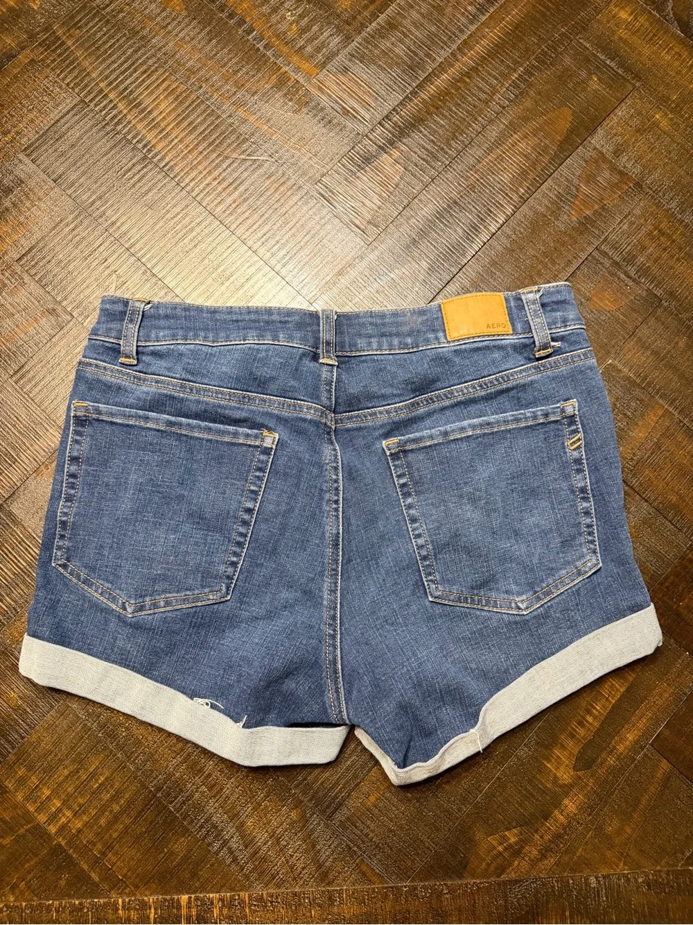 Aeropostale Dark Blue Rolled Cuff Denim Shorts